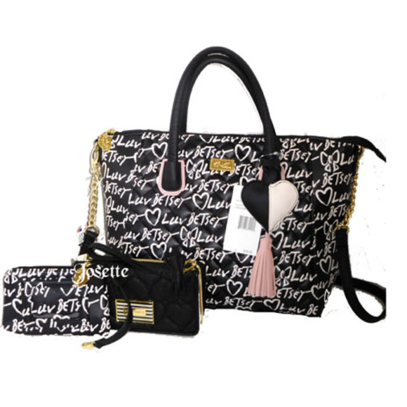 betsey johnson purse and wallet set